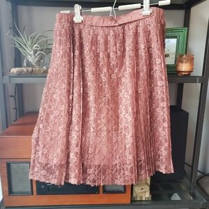 Forever 21 pleated skater skirt, lace overlay